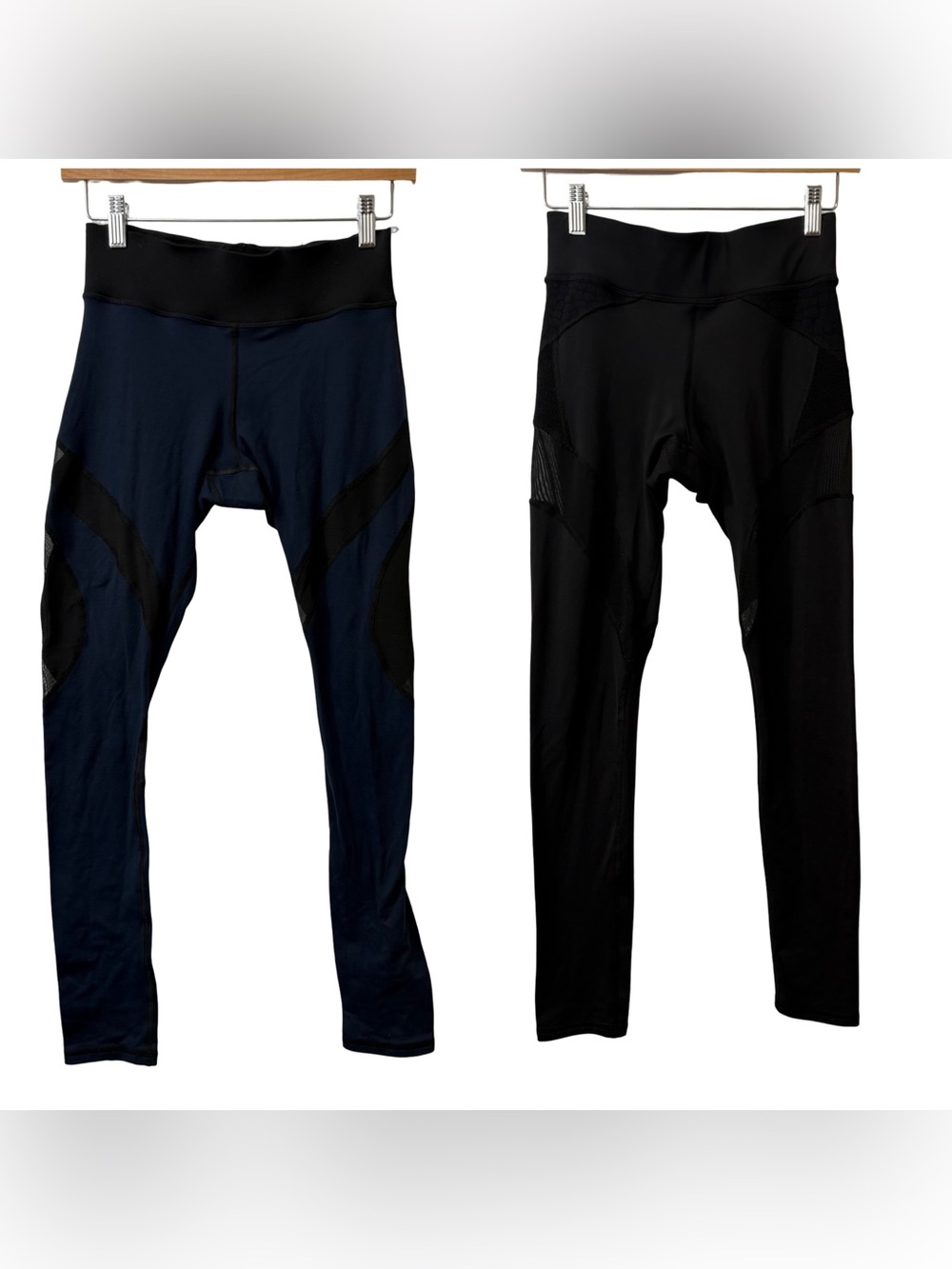 2 Flawed* Michi Leggings Bundle Black & Blue‎ Mesh Detail Size XS